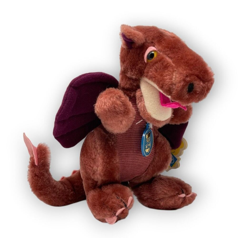 Vintage 1983 Dakin Purple Burgundy Red Purple Dragon Plush 10” Stuffed Animal